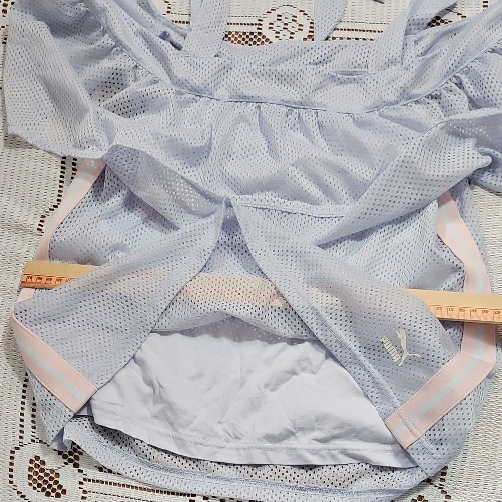 Puma Blue Ruffled Puff Sleeve Blouse - Picture 5 of 6